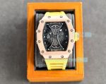  Replica Richard Mille RM035-02 Skeleton Watch Yellow Rubber Strap 43mm 